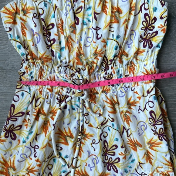 A.L.C. Clark Vibrant Multicolor Floral Strapless Cotton Midi Dress 4 - Picture 9 of 12